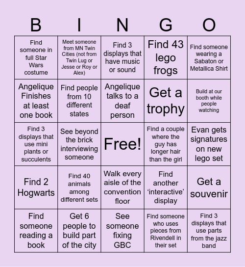 Chicago Lego Bingo Card