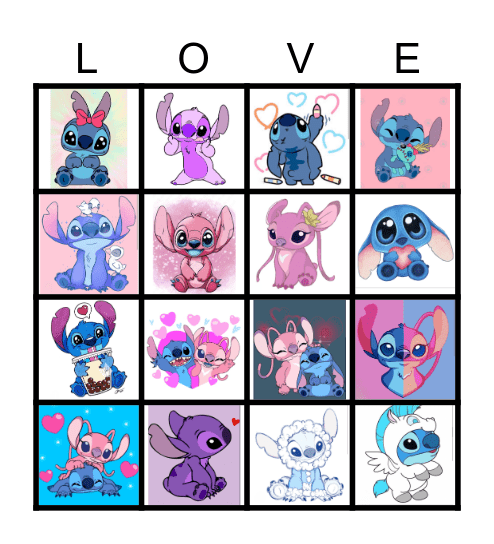 Disney Stitch Bingo Card