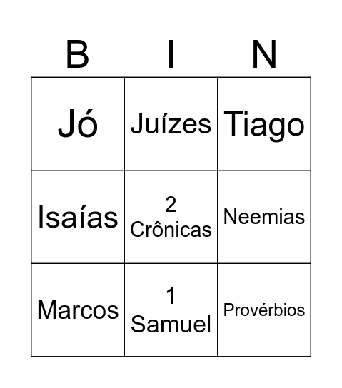 Bingo Bíblico Bingo Card