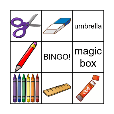 Classroom Items Bingo Card