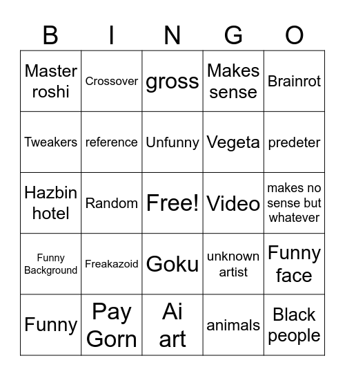 (dbz) FUNNY SITE LOLOL Bingo Card