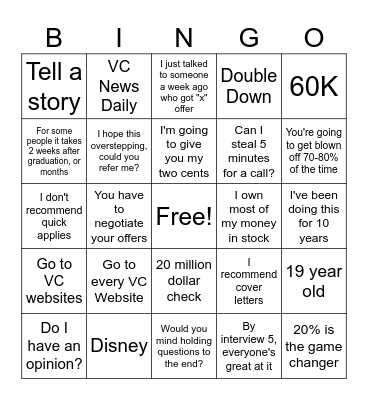 Eric Bingo Card