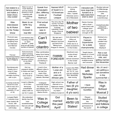 FAMMM Class of 2026 Bingo Card