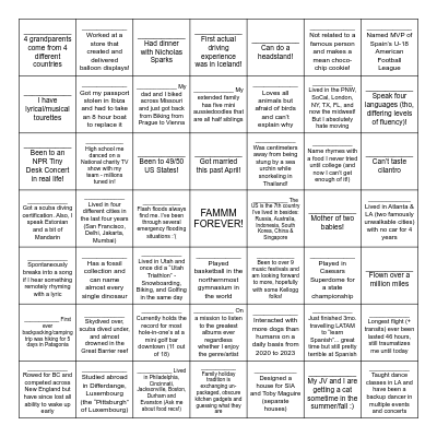 FAMMM Class of 2026 Bingo Card