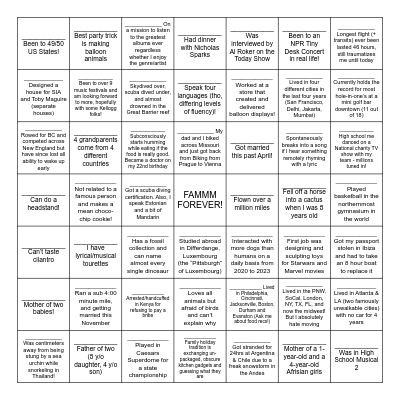 FAMMM Class of 2026 Bingo Card