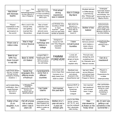 FAMMM Class of 2026 Bingo Card