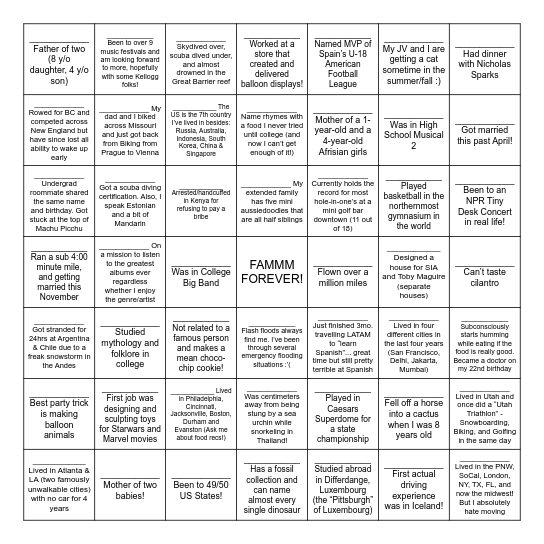 FAMMM Class of 2026 Bingo Card