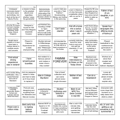 FAMMM Class of 2026 Bingo Card