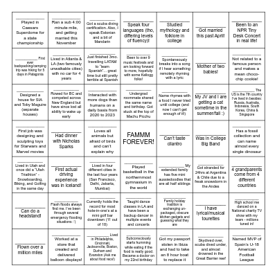 FAMMM Class of 2026 Bingo Card