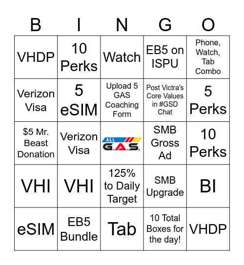 BINGO:  GAS EDITION Bingo Card