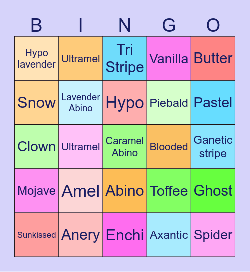 Snake Morph  Bingo Card