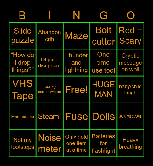 Is it A Horror Game? Bingo Card
