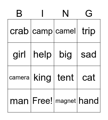WordsBingo Card