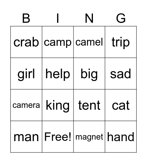 WordsBingo Card