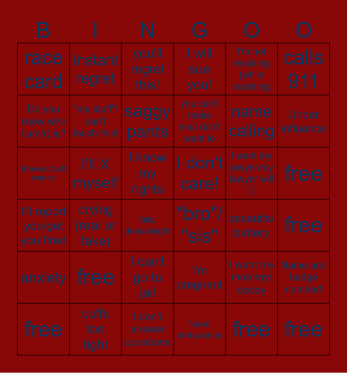 Bodycam Bingo v3 Bingo Card