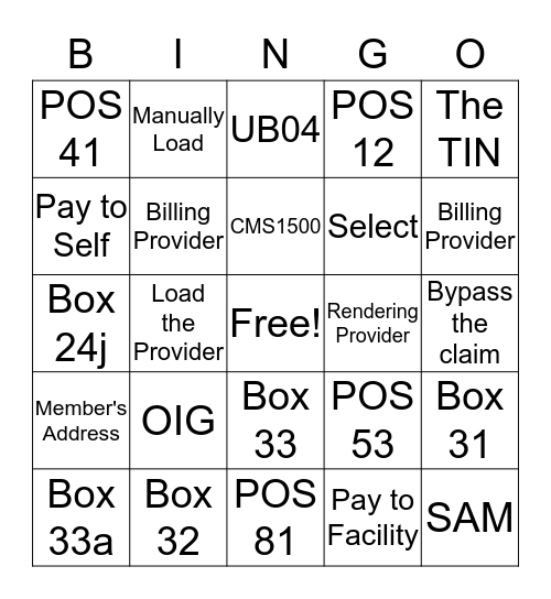 XC Bingo Card