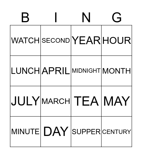 TIME Bingo Card