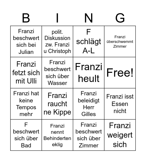 Franzi-Bingo Card