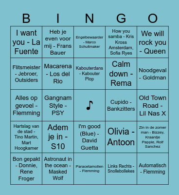 TITUS MUZIEKBINGO 2024 Bingo Card