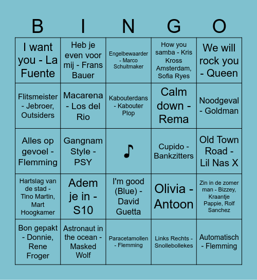 TITUS MUZIEKBINGO 2024 Bingo Card