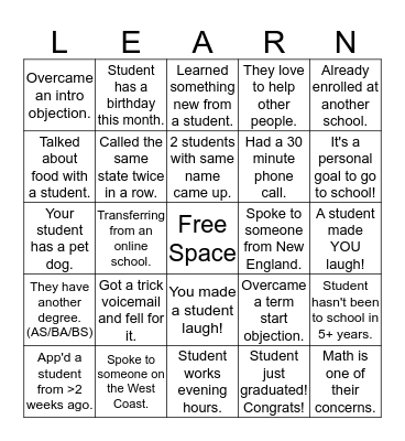 Learn About Your Students - Bingo Card