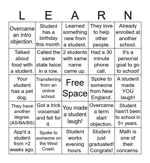Learn About Your Students - Bingo Card