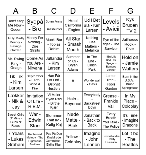 MUSIK Bingo Card