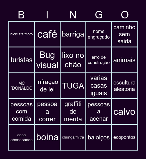 tuga bingo Card