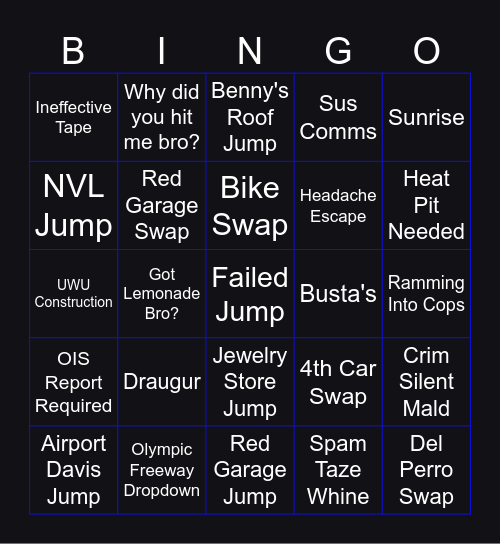 PD Bingo Card