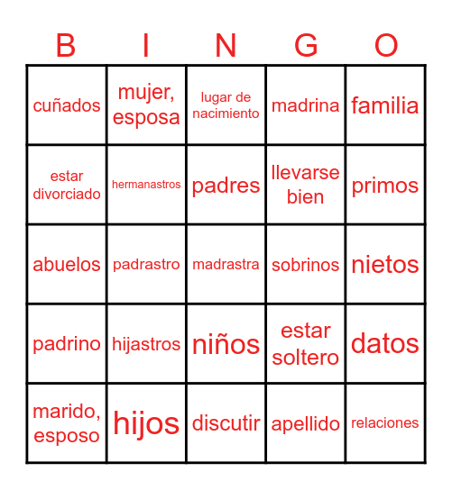 Unit 1 Bingo Card