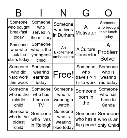 Culture Bingo Card
