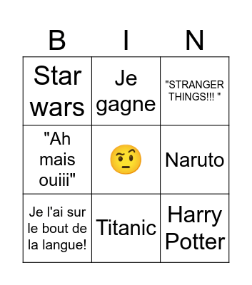 Blind test Bingo Card