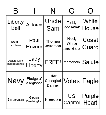 ******PATRIOTIC BINGO****** Bingo Card