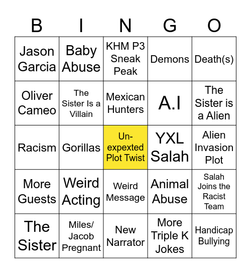 TT Bingo Card