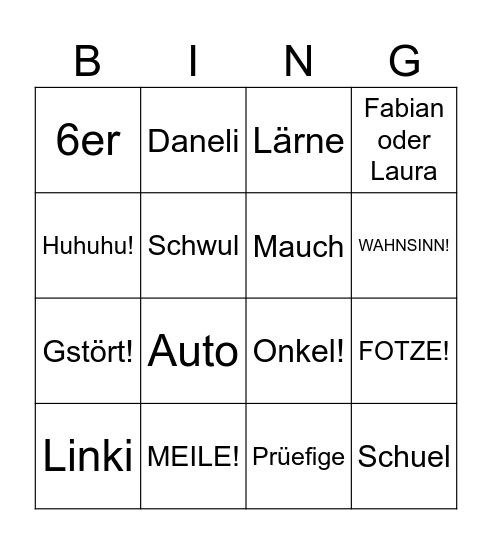 Fingo Bingo Card