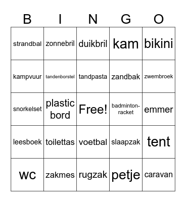 muffendag camping bingo Card