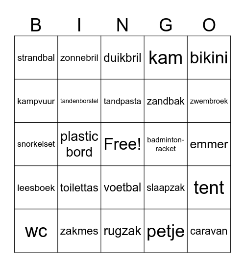 muffendag camping bingo Card