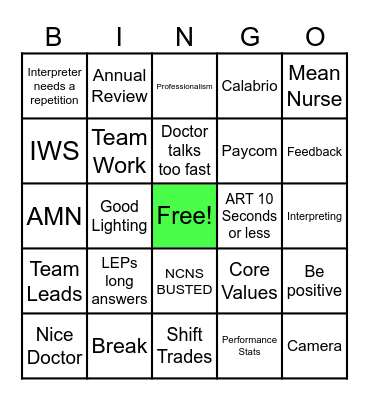 Lavender Team Bingo Card