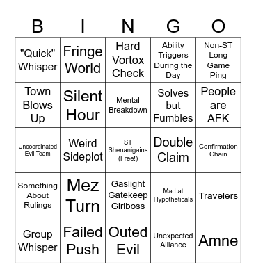 Long Game 15 Bingo Card