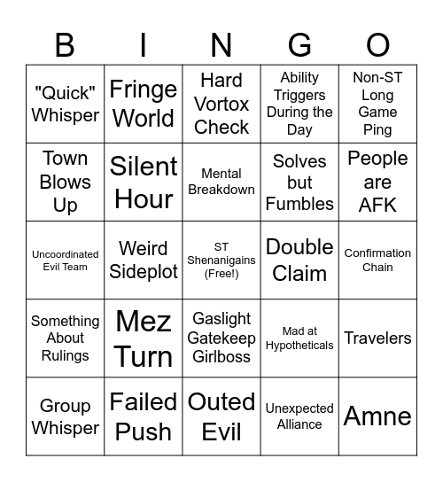 Long Game 15 Bingo Card