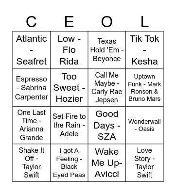 Bingo Ceoil A 2024 Bingo Card