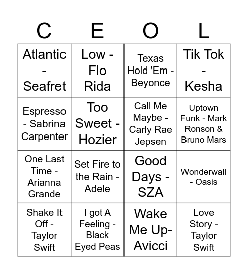 Bingo Ceoil A 2024 Bingo Card