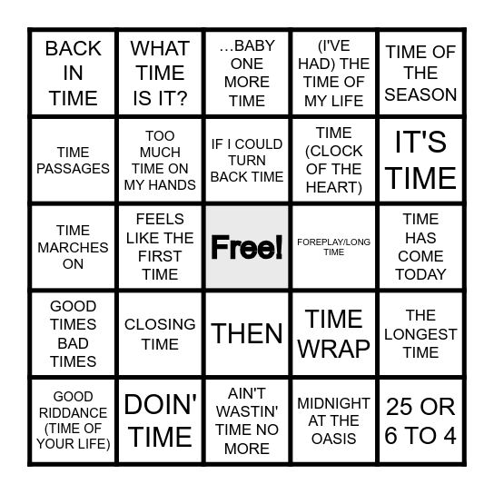 TIME Bingo Card