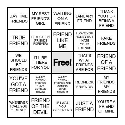 FRIENDS Bingo Card