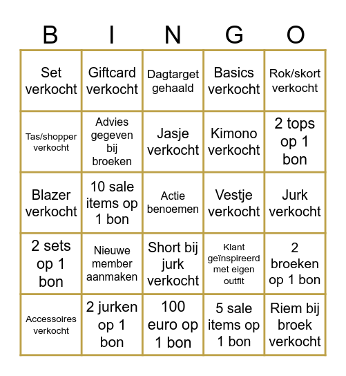 Sale bingo Card