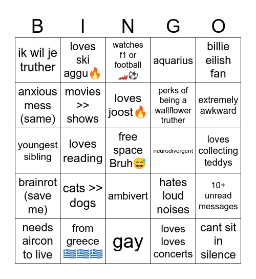 dione’s Bingo Card