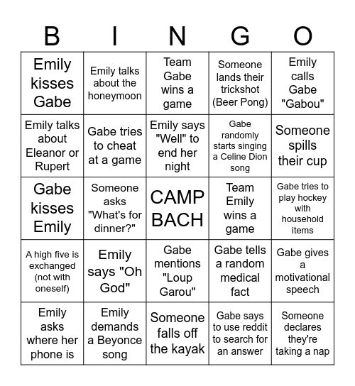 CAMP BACH Bingo Card