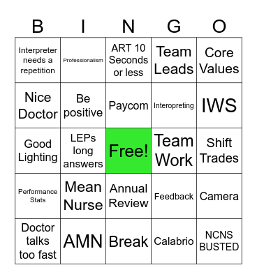 Lavender Team Bingo Card