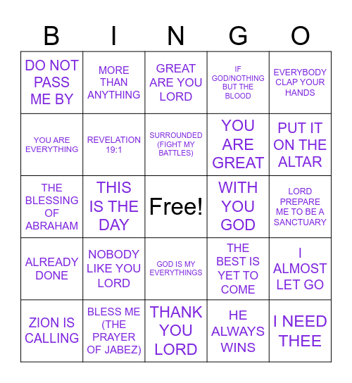 MUSIC Bingo Card