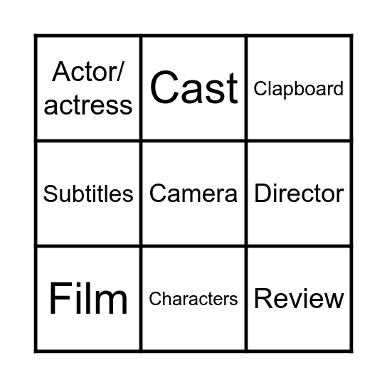 Cinema Vocabulary Bingo Card